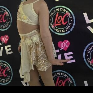 Elegant Cream and Gold Dance Costume